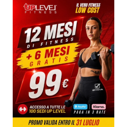 Abb. GOLD 12 mesi + 6 MESI GRATIS a 99€ - Accesso a tutte le sedi UP level Fitness (non sono incluse le sedi Premium